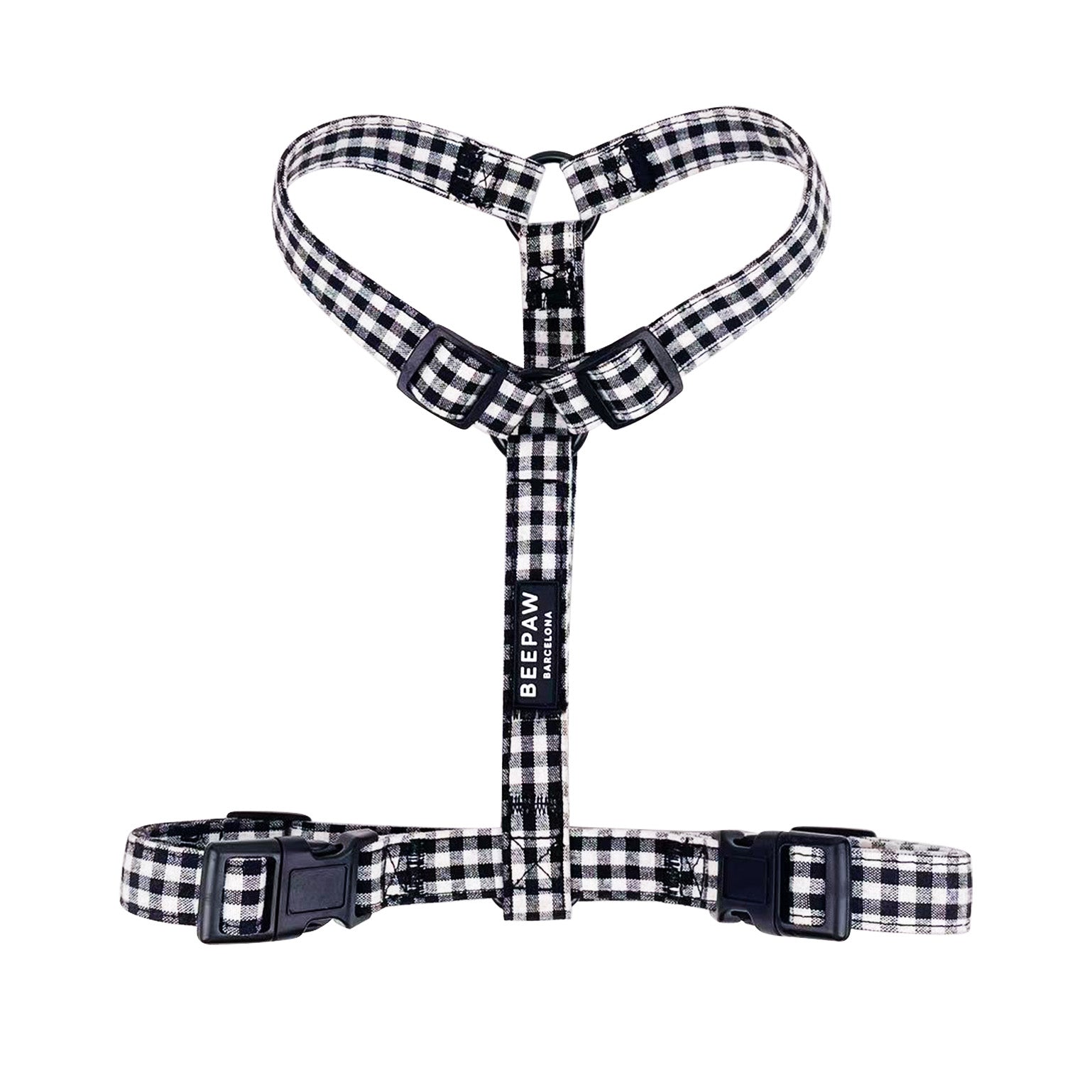 Pack Arnés ajustable, collar y correa - Vichy Negro